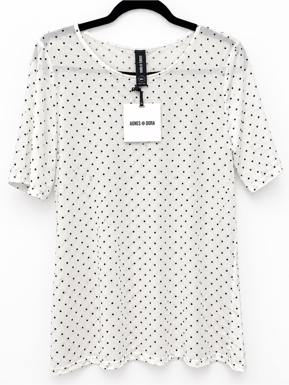 Agnes & Dora White Short Sleeve Polka Dot Tee